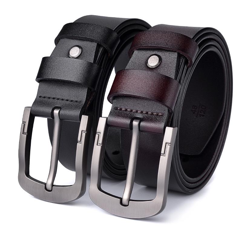 Men'S Leather Pin Buckle Belt Real Cowhide Belt Antique Casual Men'S Pants Belt