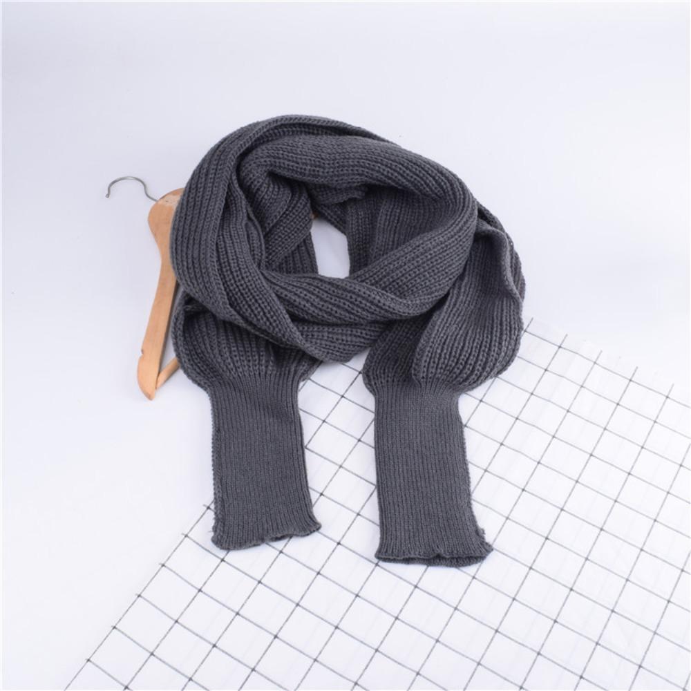Trendy Long Neck Scarves Autumn Winter Scarf with Sleeves Gifts Knitted Wrap Shawl