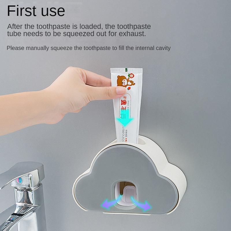 Cloud Toothpaste Squeezer Hand Free Toothpaste Dispenser with Toothbrush Holder Wall Mounted Toothpaste Dispenser for Kids Gifts