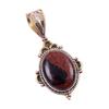 Natural Mahogany Obsidian Gemstone 925 Solid Silver Two Tone Pendant 1.50'' z1U13