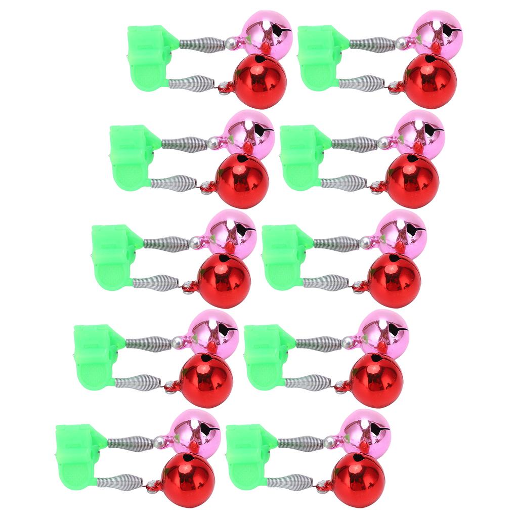 10 Pcs Fishing Rod Alarm Dual Alert Bells Fishing Bells Clips with 2 Holes of Different Sizes for Night Fishing