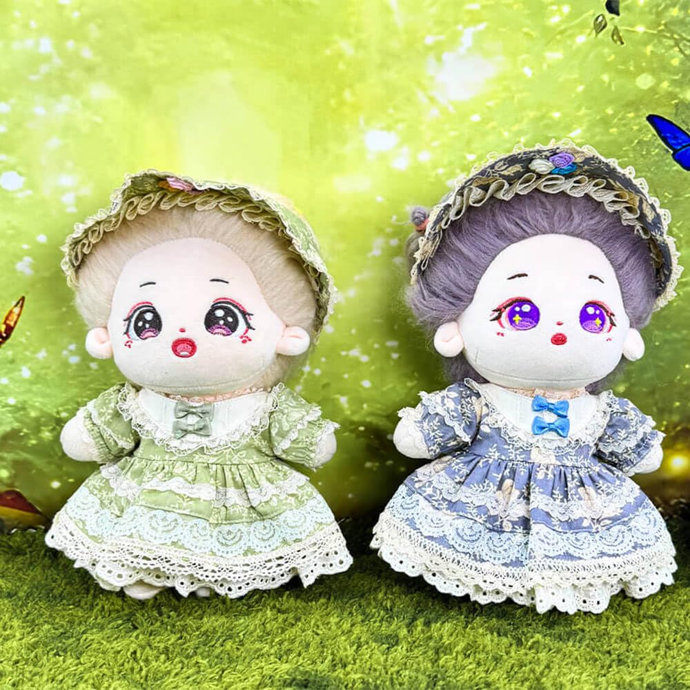 Niannyyhouse 20см Плюшевый Винтажное Кружево Хлопок Аксессуары Одежда, Платье, Головной убор, Наряжаться, Кукла, (Серо-голубой)