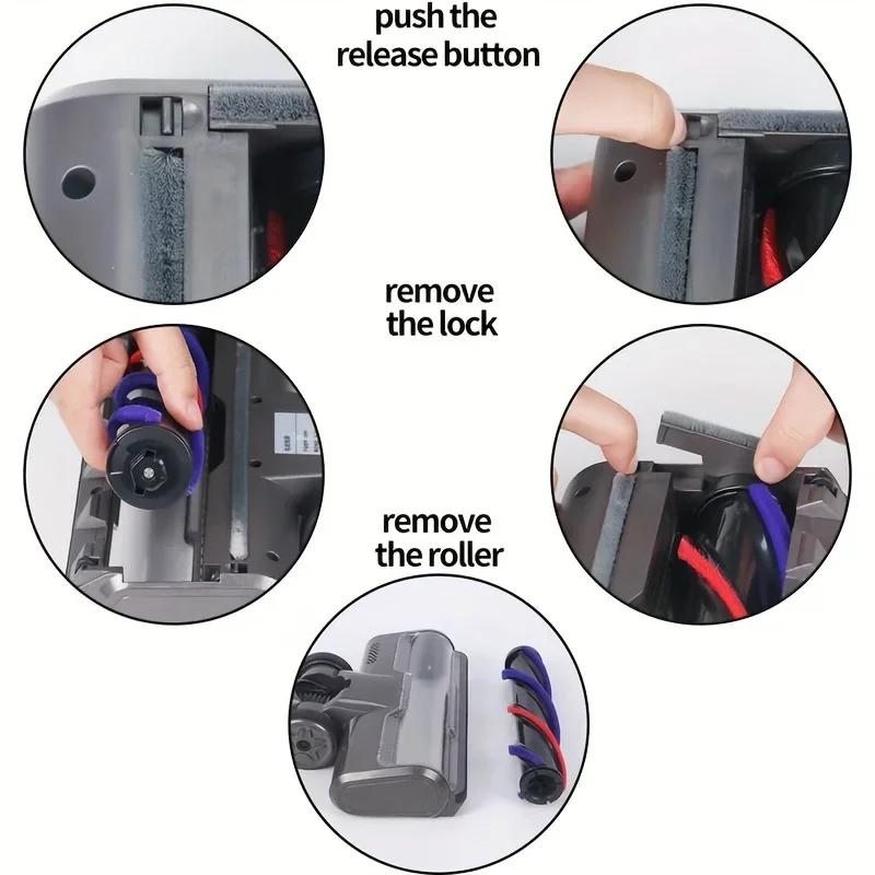 Насадка-щетка с валиком для пылесоса Dyson V7 V8 V15 V10 V11 с пятью светодиодами, подходит для ковров и твердых полов