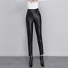 Autumn Winter Women High Waisted Skinny Leggings Pencil Pants Faux Leather Pants PU Leggings Single-Breasted Plus Velvet Matte