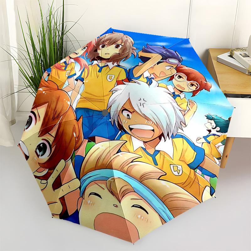 1 шт. Уличный зонт Captain Tsubasa - Автоматическое открытие/закрытие, Портативная 3-складная конструкция с 8-реберным железным каркасом, Идеальный подарок для фанатов, Путешественников,