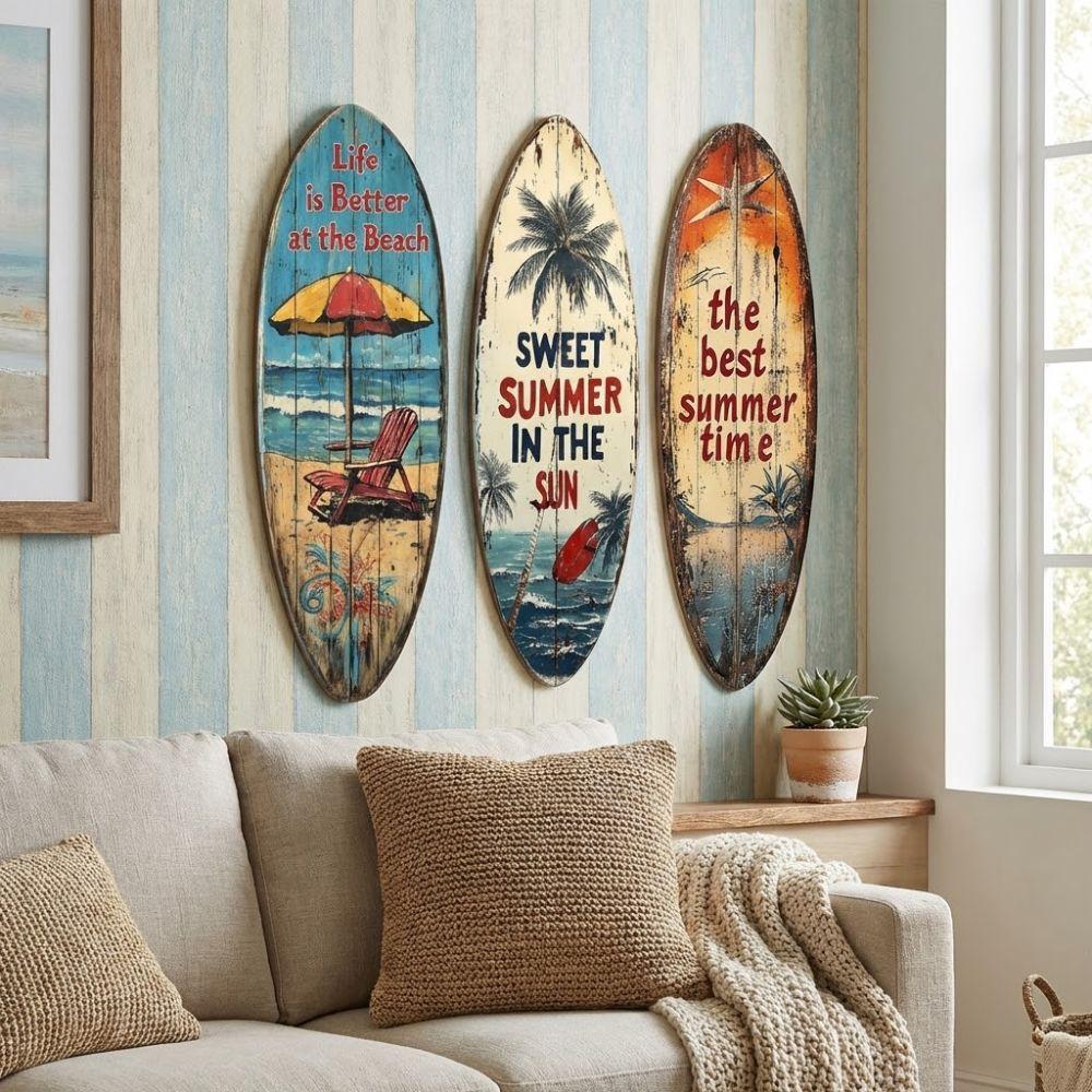 Summer Surfboard Wall Hanging Colorful Beach Decor Wall Art  Home Bedroom Decor