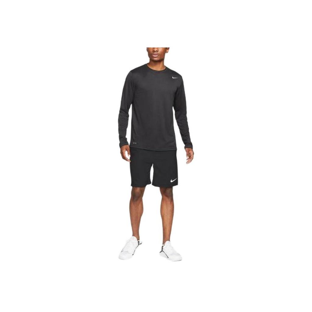 Nike Logo Solid Color Crew Neck Loose Long Sleeve T-Shirt Men Tops Black 727980-010