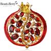 Beaut&Berry Роскошные броши-гранаты со стразами для женщин Эмалевые фруктовые и растительные булавки Повседневные аксессуары для вечеринок Новые подарки Друзьям