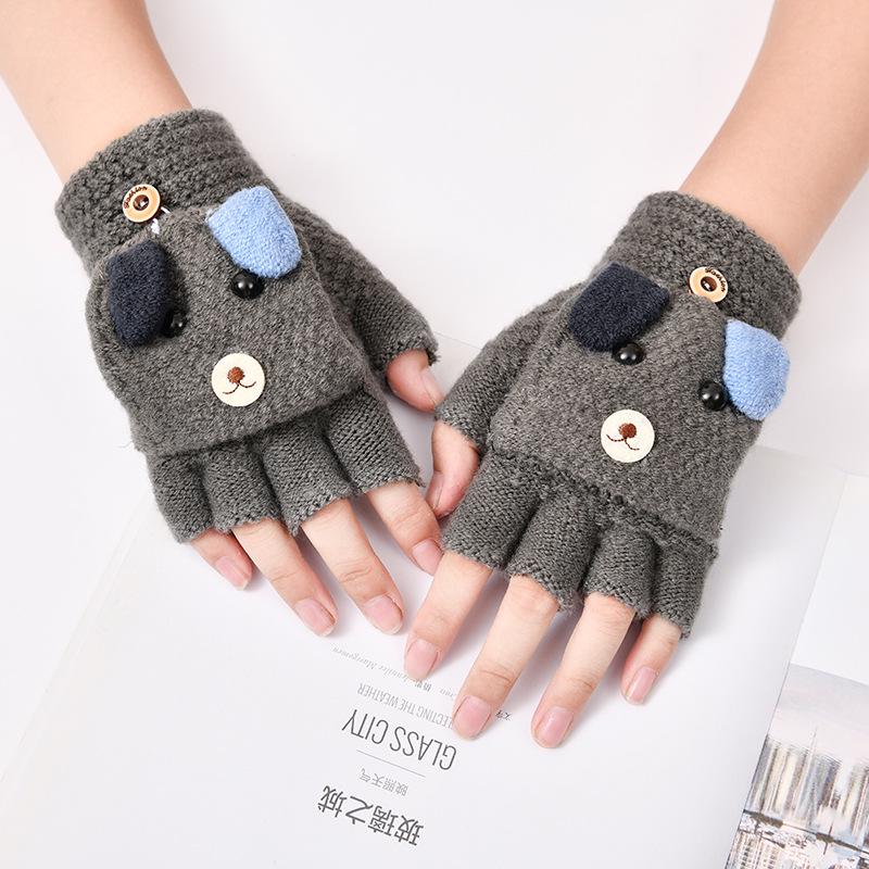 Милые детские перчатки-перевертыши с мультяшным принтом и бархатной подкладкой для тепла и защиты от холода — идеально подходят для письма осенью и зимой