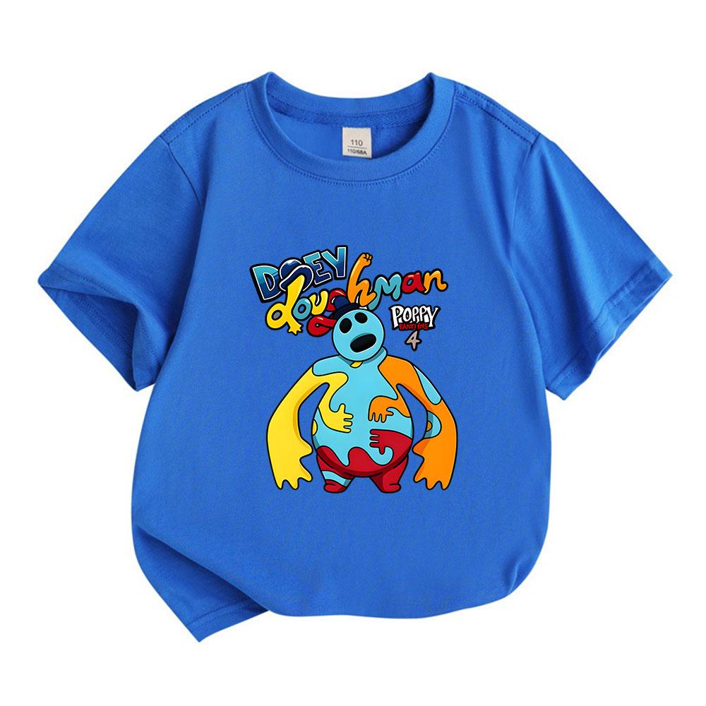Kids Boys Girls 100% Cotton Crew Neck Short Sleeve T-Shirt, Cute Colorful Cartoon Dough Man Graphic Printed Casual Soft Breathable Summer Tee for Todd