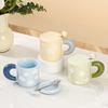 Creative Small Fresh Ceramic Mug Couple Water Cup with Lid Spoon Women's Day Souvenir Coffee Cup Gift