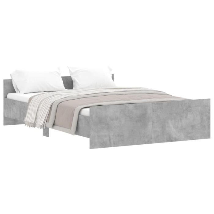 VidaXL Bed Frames Headboard and Footboard Concrete Grey 135x190 Cm 3203792