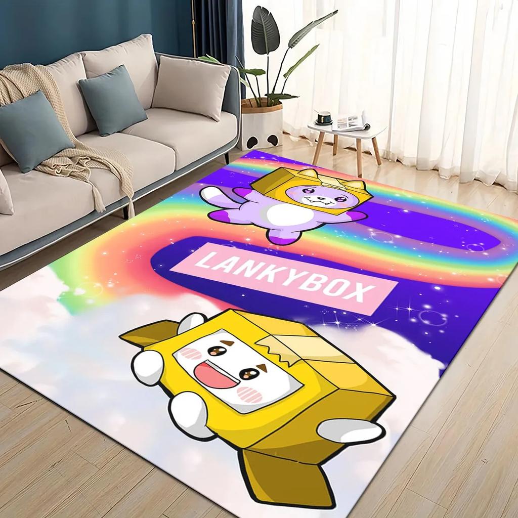 2025 New Style Lankybox Boxy Foxy Rocky Cartoon Carpet Rug for Living Room Bedroom Home Sofa Decoration,kids Non-slip Floor Mat