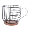 Coffee Capsule Storage Basket Cup Shape Black Iron and Pine Coffee Pod Holder for Coffee Bar