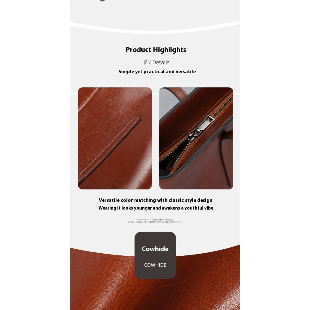 Large Bag Women's Shoulder Bag Commuter Tote Bag Cowhide Portable Large-capacity Women's Bag