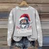 Women's Fashion Round Neck Pullover Plunging Sleeve Tee Christmas Printed Top