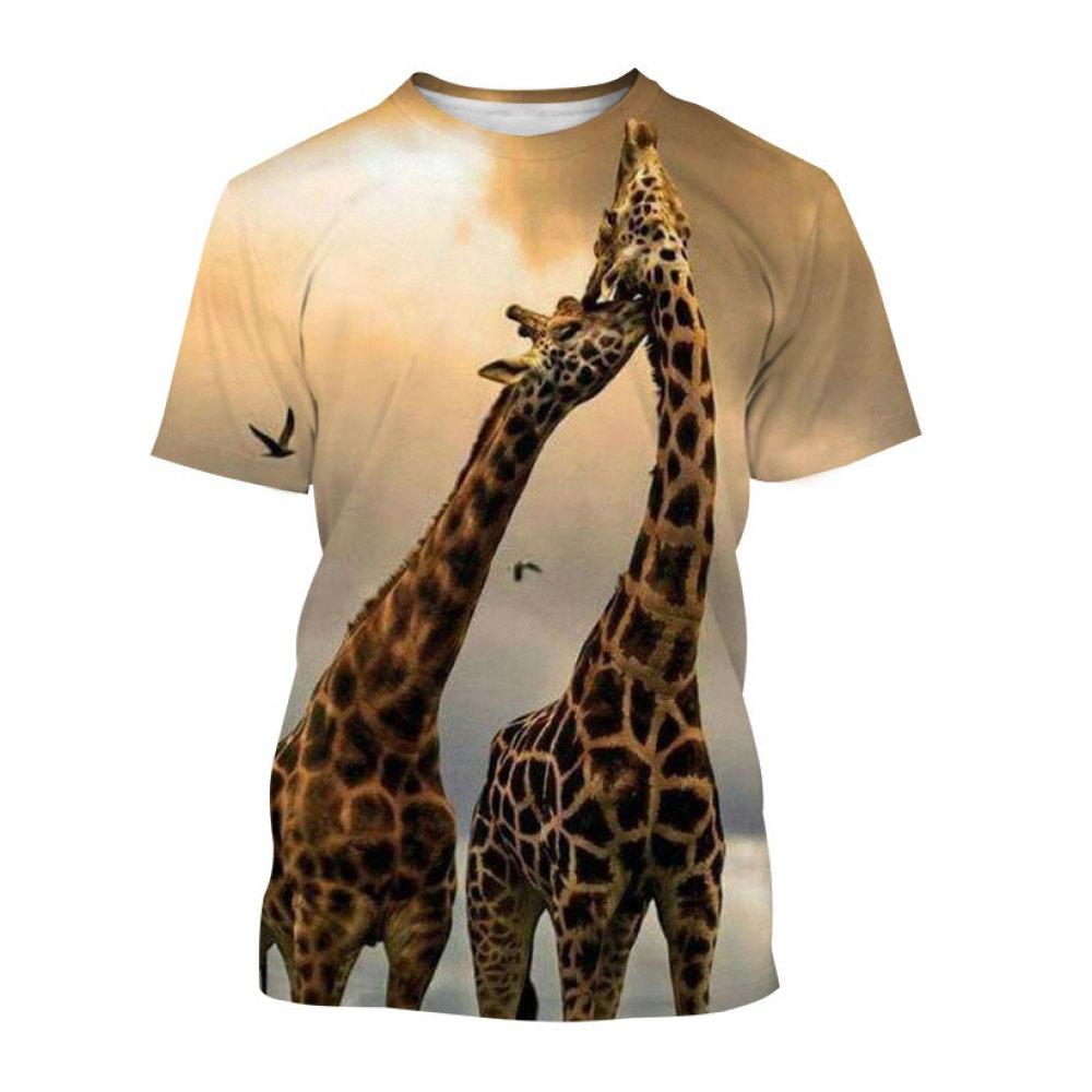 Fashion Funny Cartoon Animal Giraffe Graphic T Shirts For Men Summer Trend Casual Cute Harajuku Printed Round Neck Short Sleeve