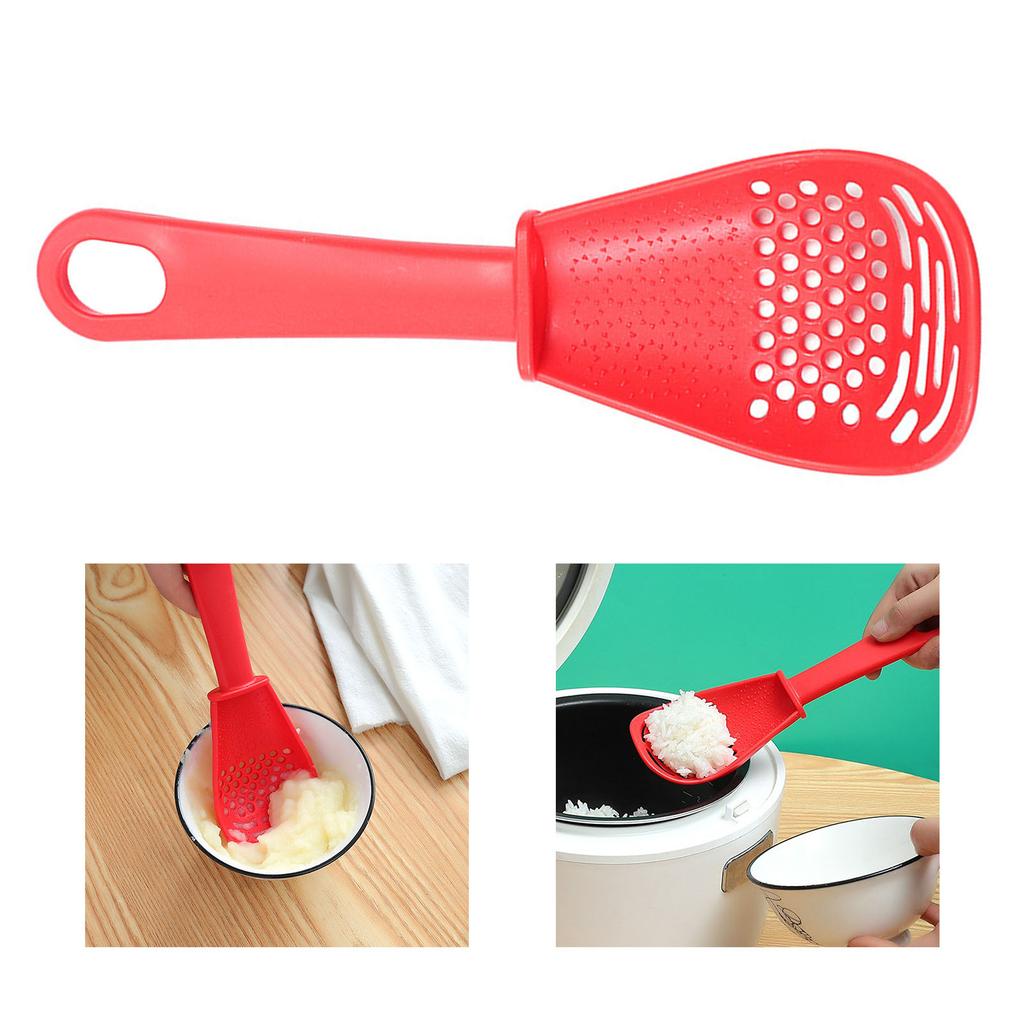 Grinding Spoon Multifunctional Potato Masher Rice Saver Spoon for Kitchen Mashing Draining Cooking
