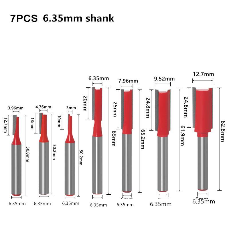 1/7 шт., одна двойная флейта, прямая бита, 6 мм, 1/4 дюйма, фреза с хвостовиком для дерева, карбид вольфрама, фреза, инструмент для работы по дереву