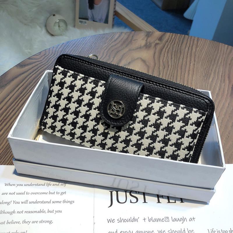 2025 Новые женские сумки через плечо с вышивкой «гусиная лапка» Мини-сумка из натуральной кожи Сумка через плечо Кошелек Двухцветный женский клатч