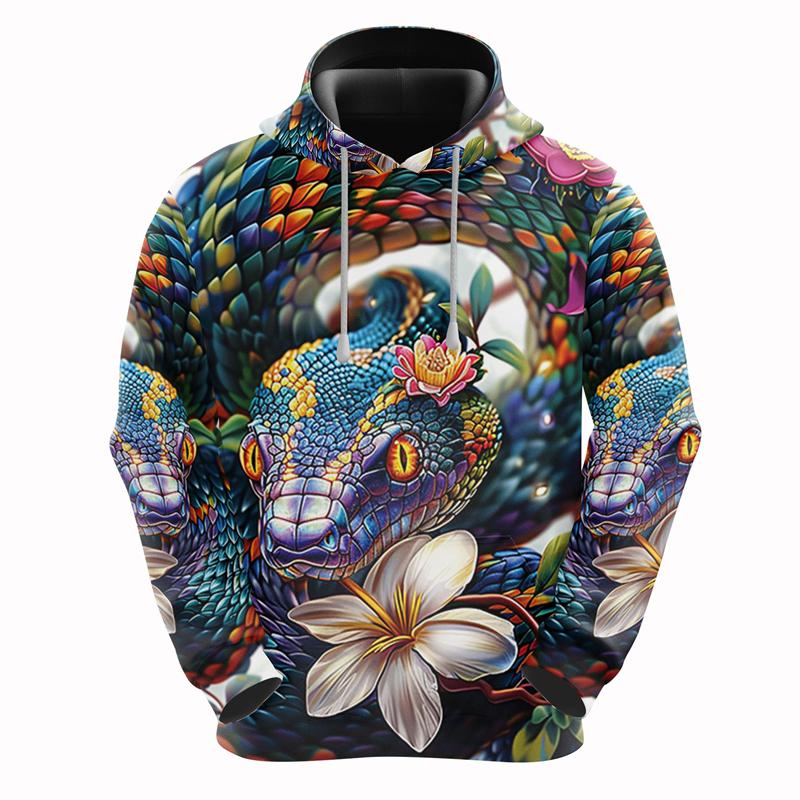 Толстовка с капюшоном King Cobra 3D Printed для мужчин, одежда Python Lover, толстовки, модная уличная одежда со змеиным принтом, камуфляжный пуловер, топы Y2k