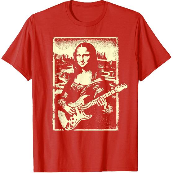 Mona Lisa Guitar Music Teacher Novelty Funny Electric Guitar T-Shirt