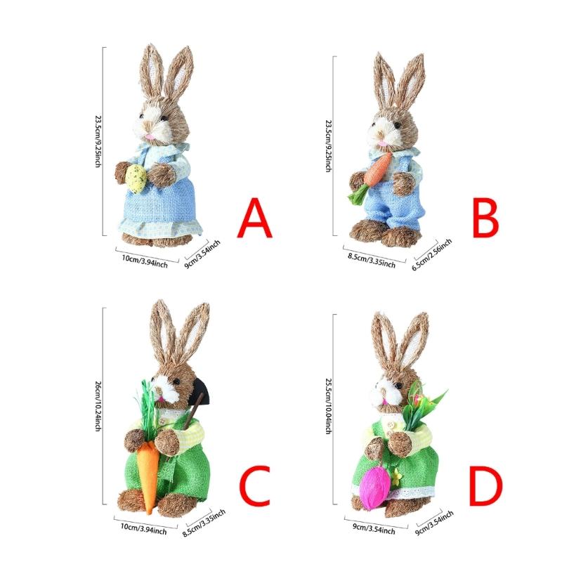 Artificial Straw Easters Rabbit Holiday Wedding Indoor Outdoor Festival Supplies Decorations Rabbit Doll Animal Model