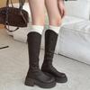 Винтажные женские сапоги до колена на толстой платформе, модные туфли на толстом каблуке, осенне-зимние женские длинные сапоги-ботинки для женщин