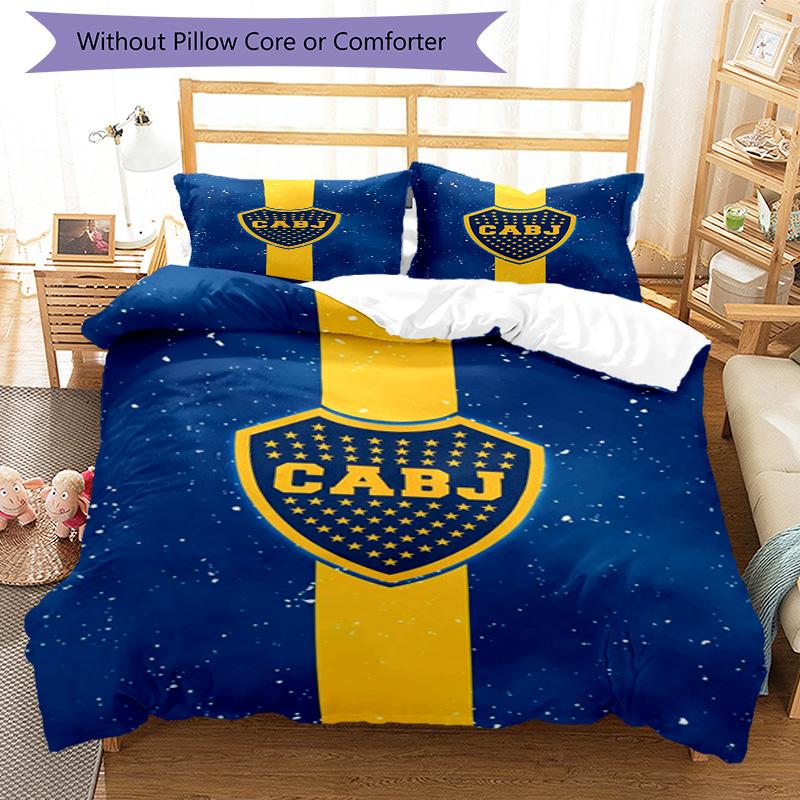 Boca Juniors Football Club Design Pattern Duvet Cover Set – includes 1 duvet cover and 2 matching pillowcases Bedroom decor Christmas gifts