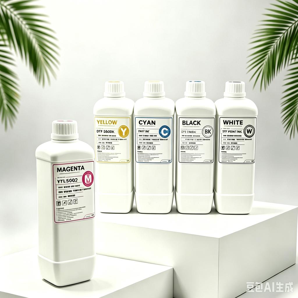 1000ml DTF Ink Set CMYK White Water Based Good Fluidity No Blockage for Commercial Garment Heat Transfer Production