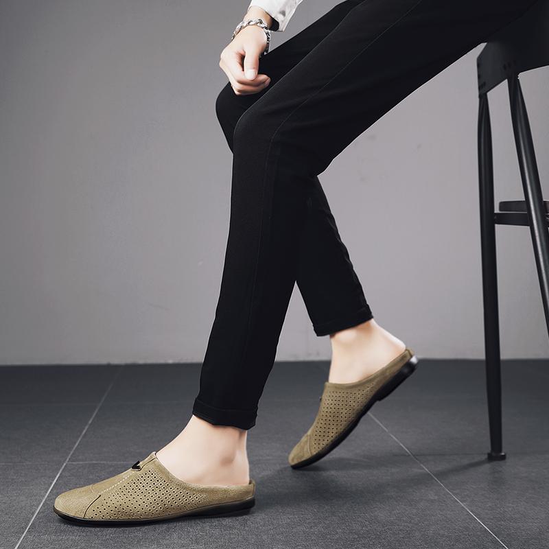 Мужские кожаные тапочки, уличные лоферы