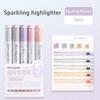 5pcs Mild Colors Highlighter Pens Set, Morandi Protect Vision Soft Chisel Brush Tip - Hued & Sparkling Fluorescent Markers
