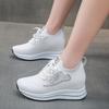 2025 Shoes Female Mesh Women's Vulcanize Shoes Outdoor Breathable Women Sneakers Crystal Increased Internal Lace Up Casual Shoes
