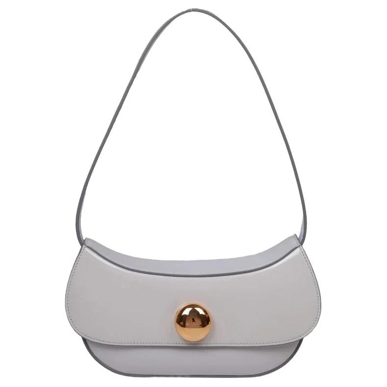 Marni Butterfly Logo Metal Studded Lambskin Tote Bag Women Handbags Gray SBMP0189U0P794300N15
