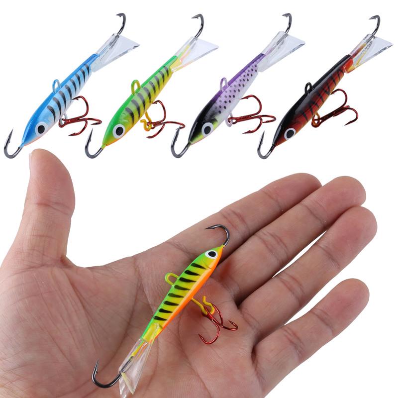 Ice Fishing Baits 2pcs Vertical Jigging Lures Winter Ice Balance Metal Lead Fishing Lures