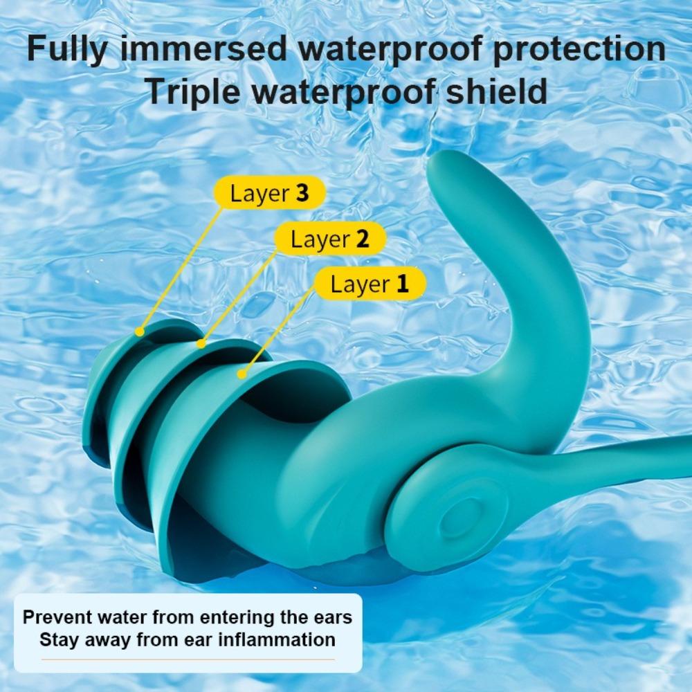 1 Pair Silicone Corded Ear Plug Waterproof Waterproof Earplug Outdoor Water Sports