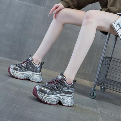 Платформенные кроссовки «папины кроссовки» женские 2025 весна новинка интернет-знаменитость такие же повседневные универсальные специальная ткань 9 см увеличивающие рост женские туфли