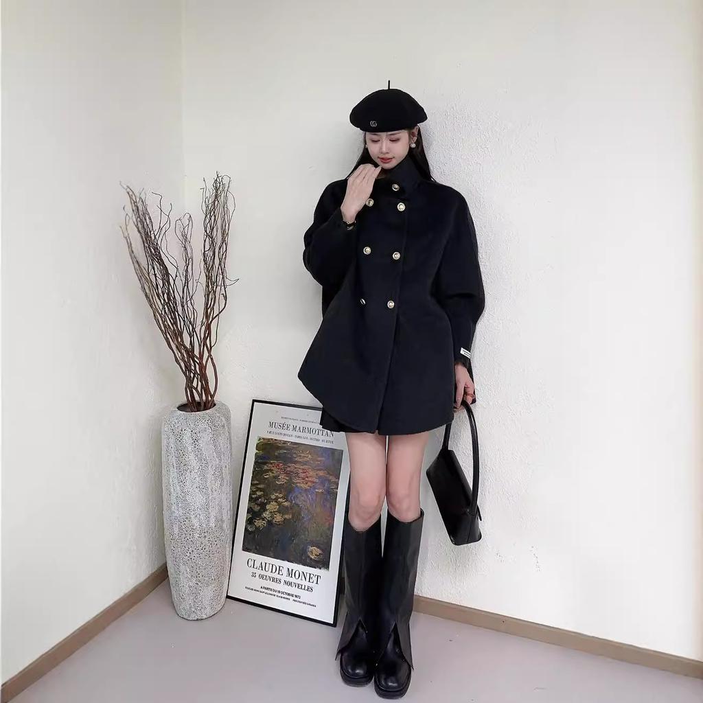 Новое осенне-зимнее двухстороннее шерстяное пальто в стиле Хепберн, корейский стиль, высококачественное свободное шерстяное пальто для невысоких людей