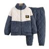 Winter Flannel Fleece Pajama Set Young Men Thick Warm Loungewear With Zipper