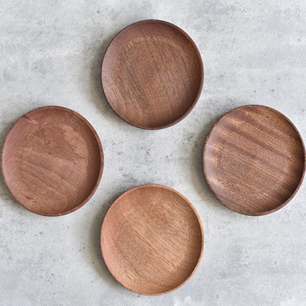 Круглая столовая посуда Деревянный поднос Бытовая посуда для сухофруктов Поднос для сервировки Деревянная тарелка Тарелка для закусок