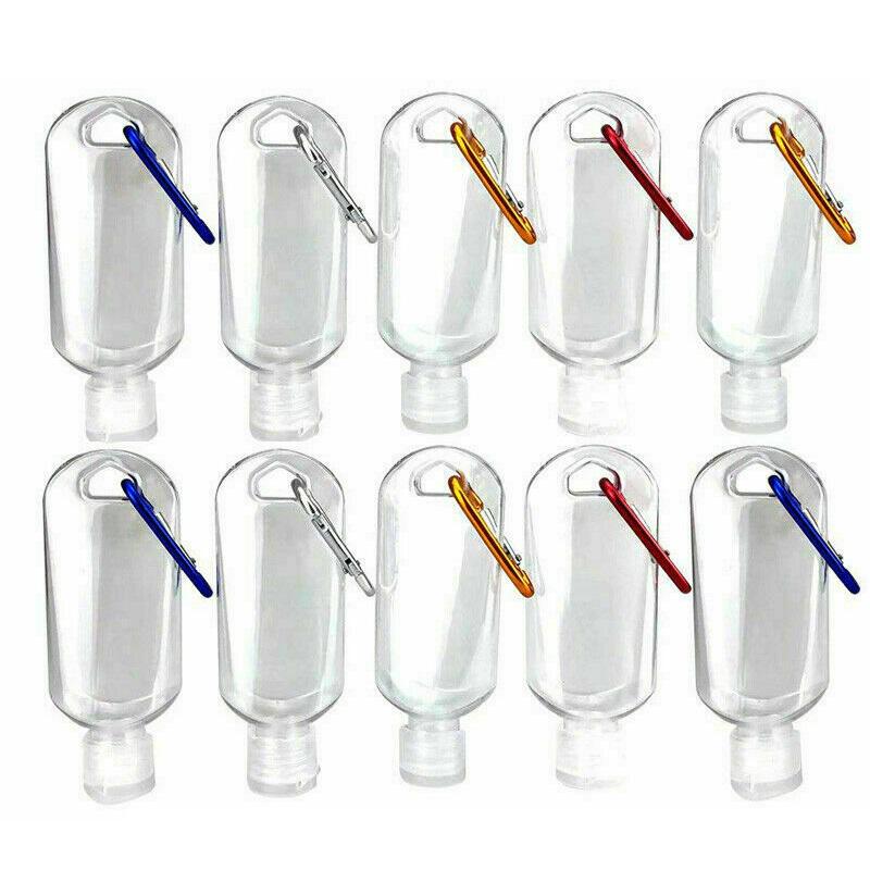 1-100PCS 30/50ml Empty Plastic Refillable Liquid Gel Bottles Travel Sanitizer Bottle With Key Ring