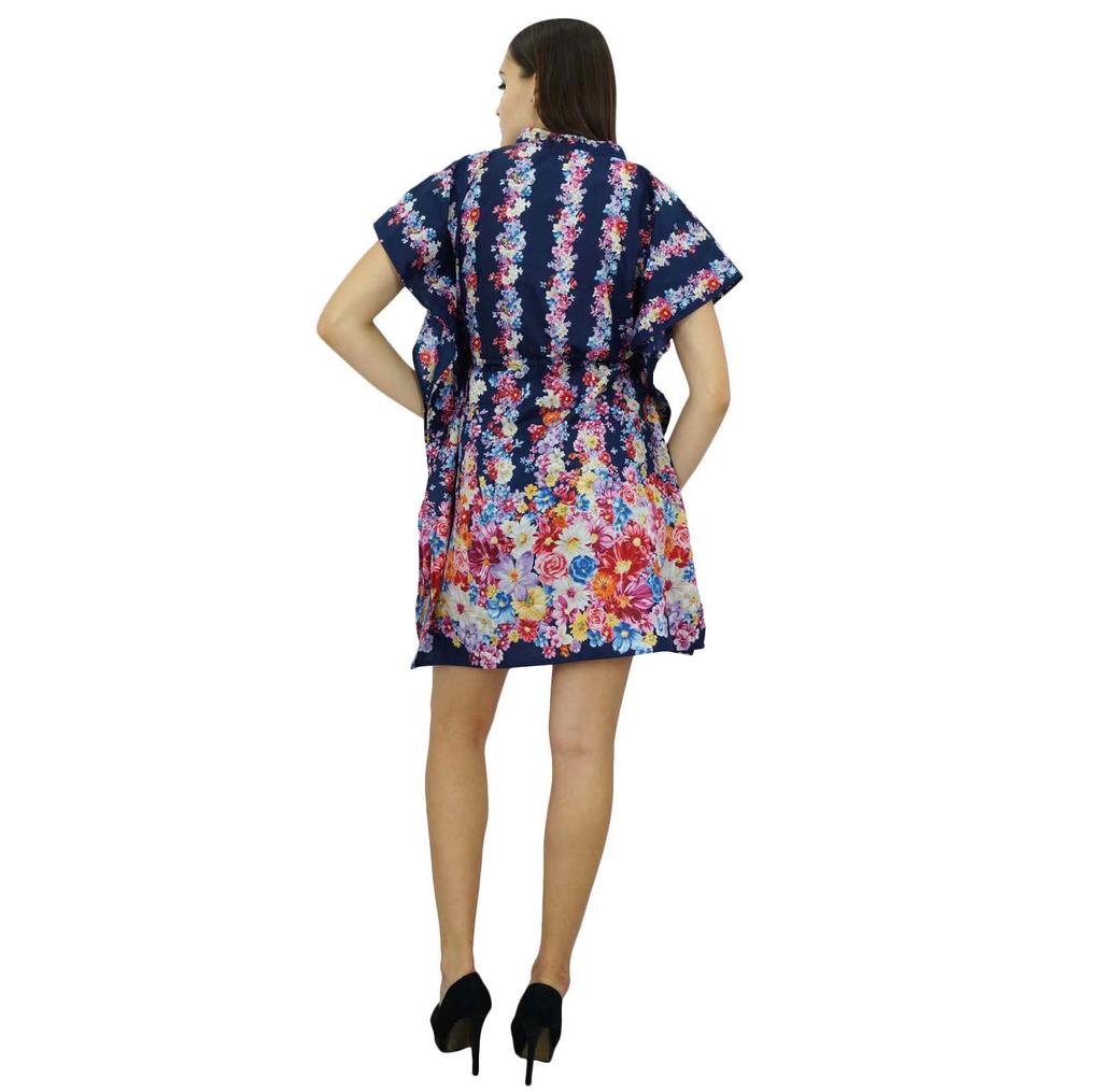 Bimba Женское платье-кафтан в стиле бохо с принтом, хлопковая короткая туника, пляжный кафтан