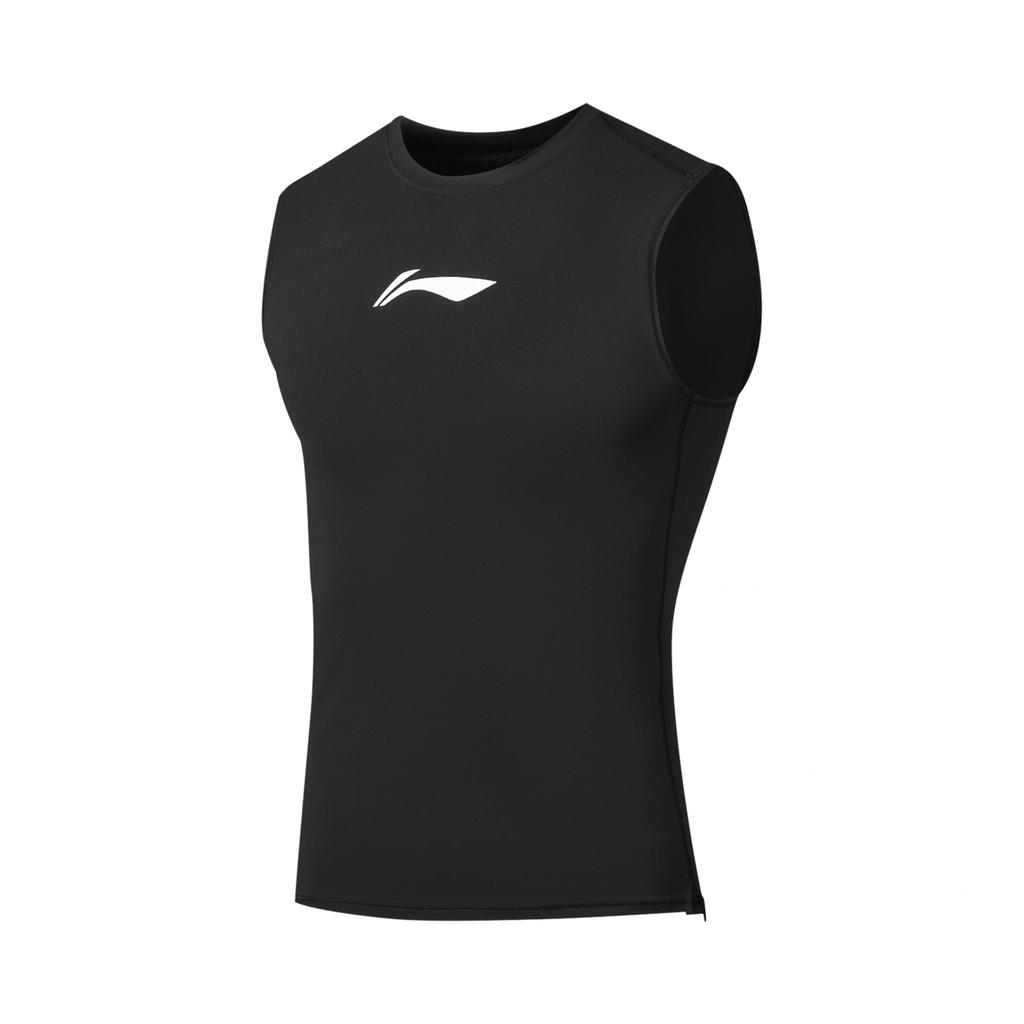 Серия фитнес-одежды Li Ning SS26 Однотонная майка с круглым вырезом, облегающая, простая, в обтяжку, мужские топы AUDW015-1