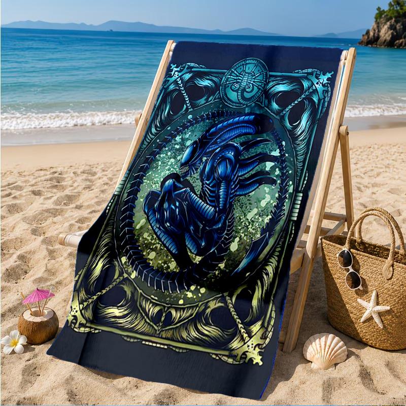 Alien Ornate Frame Beach Towel, Microfiber Beach Towel, Perfect For Pool, Beach, Travel, Home Decor Beach Party Fan gifts