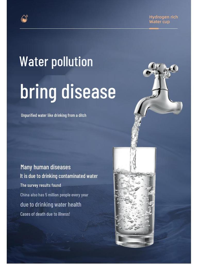 High-Concentration Hydrogen-Rich Water Cup with Electrolysis and Inhalation Features