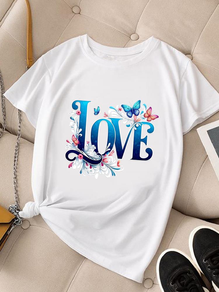 (Азиатский размер) стиль сердечко Женская модная футболка Топ Одежда Футболка Женская с принтом Женская с коротким рукавом Графические футболки