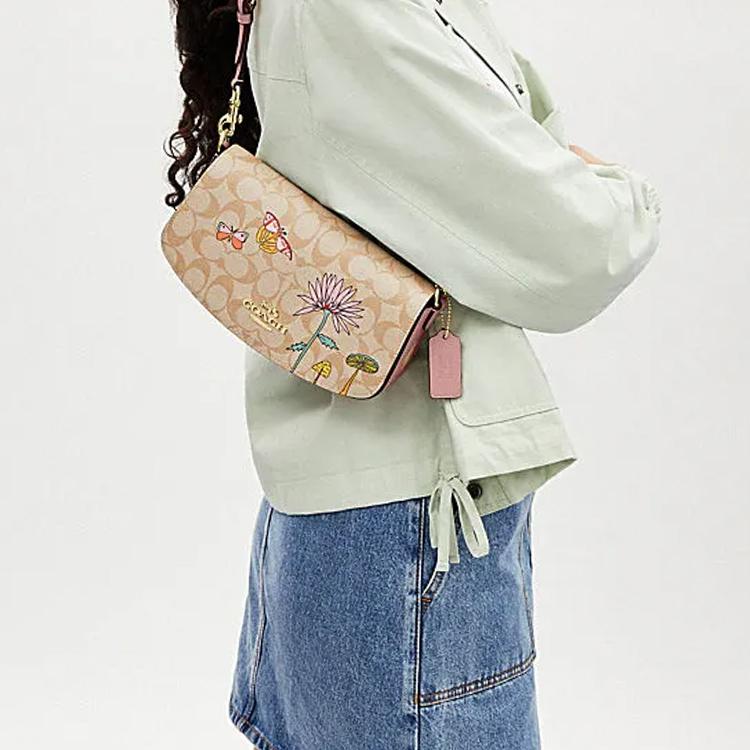 Coach X Наблюдаемый нами Сотрудничество Andrea 24 Классический Принт Логотипа Кожа и Синтетическая Кожа Сумка-тоут Наплечная сумка Средний Размер Женские сумки CU395-IMOT4