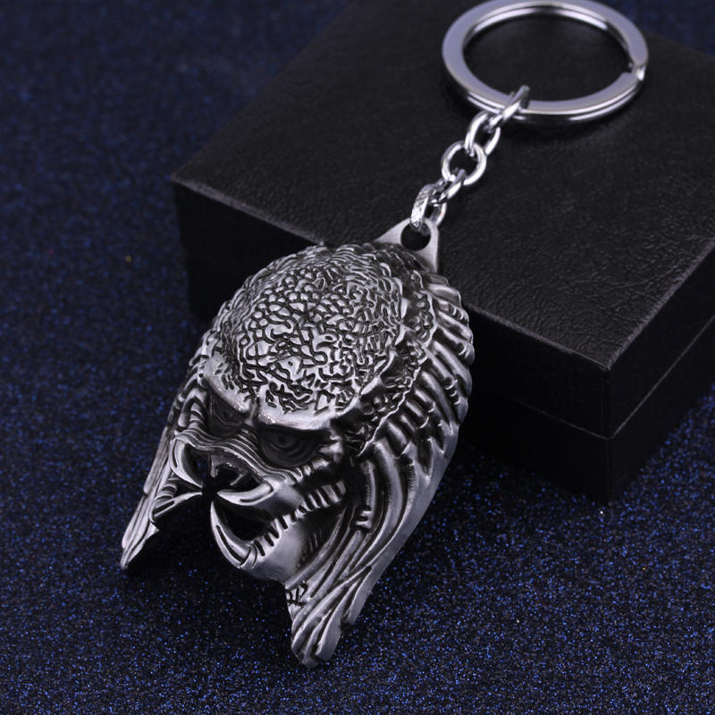 Horror Movie Alien Figure Mask Keychain Predator Head Pendant Keychain Men Jewelry Collier