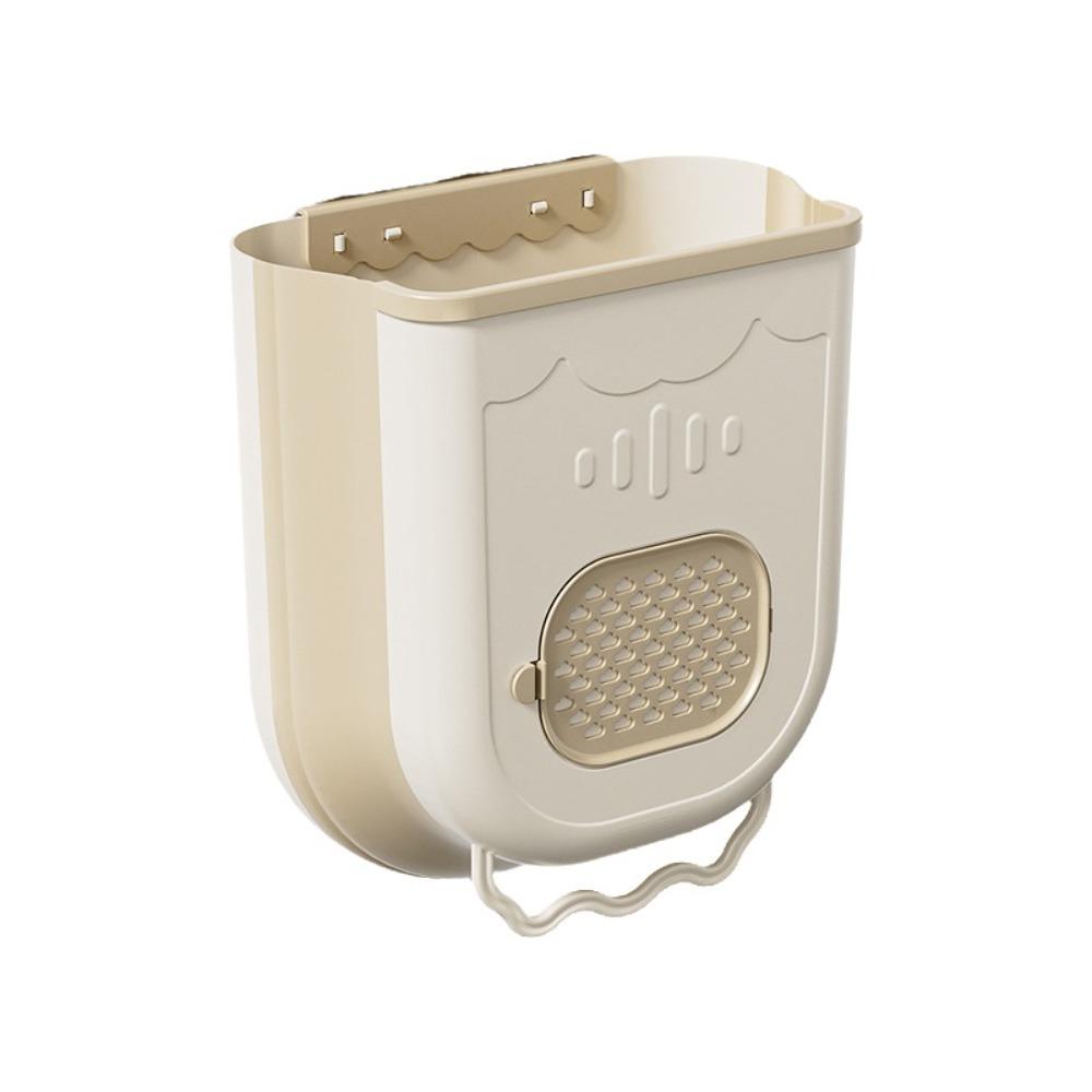 Space Saving Wall-Mounted Trash Bin Plastic Hands-Free Foldable Storage Bin Thickened Large Capacity No-Bending Trash Can
