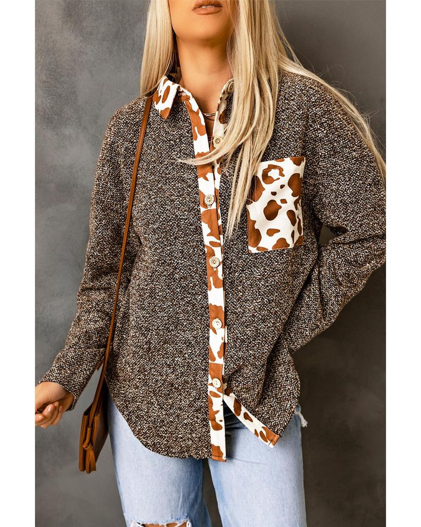 Azura Exchange Лоскутная куртка-рубашка на пуговицах